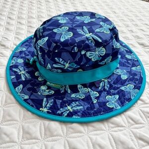 Sunday Afternoons Blue Teal Butterfly Dragonfly Bucket Sun Hat Sz M 2-5 yrs